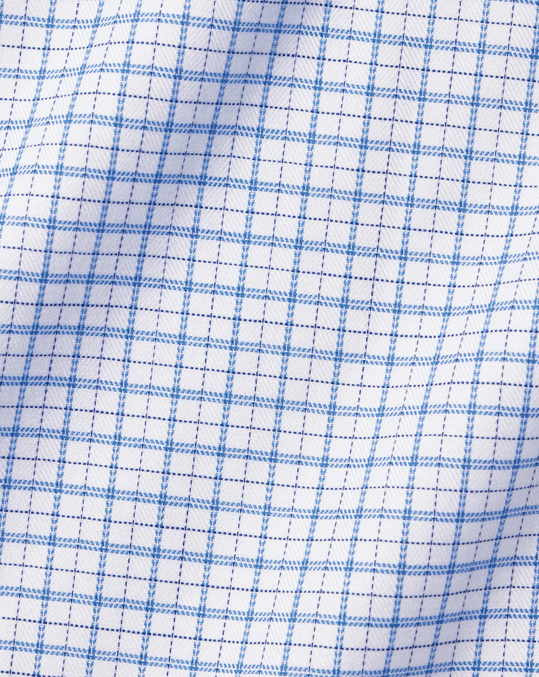 Flash Sale Charles Tyrwhitt Semi-Spread Collar Egyptian Cotton Twill Double Check Shirt - Ocean Blue