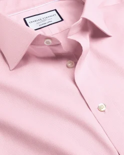 Clearance Charles Tyrwhitt Semi-Spread Collar Egyptian Cotton Windsor Weave Shirt - Pink