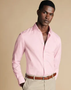 Clearance Charles Tyrwhitt Semi-Spread Collar Egyptian Cotton Windsor Weave Shirt - Pink