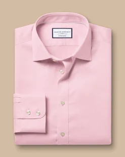 Clearance Charles Tyrwhitt Semi-Spread Collar Egyptian Cotton Windsor Weave Shirt - Pink
