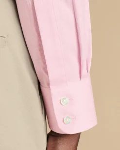 Clearance Charles Tyrwhitt Semi-Spread Collar Egyptian Cotton Windsor Weave Shirt - Pink