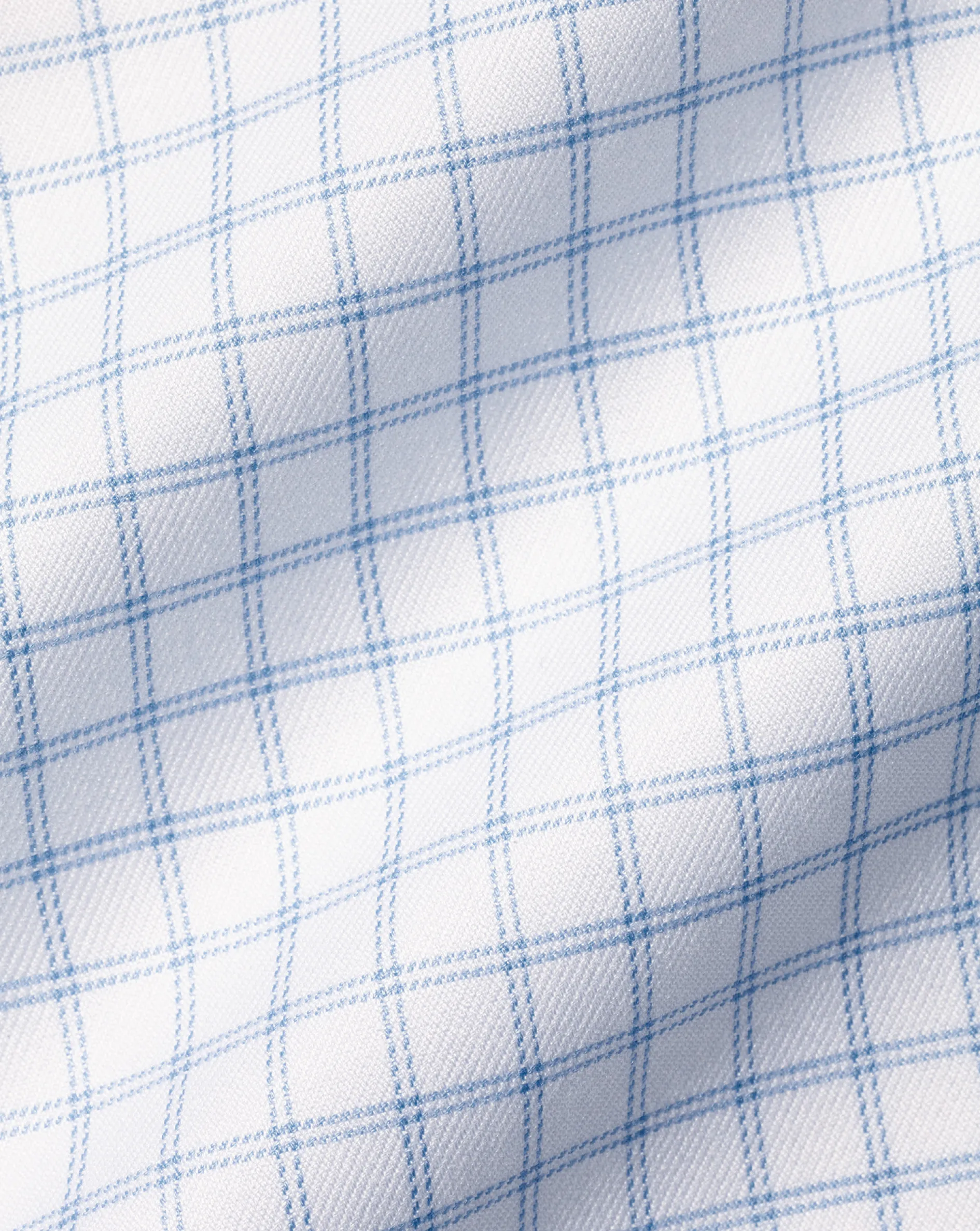 Sale Charles Tyrwhitt Semi-Spread Collar Egyptian Cotton Twill Twin Check Shirt - Cornflower Blue