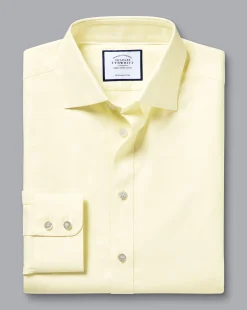 Online Charles Tyrwhitt Semi-Spread Collar Egyptian Cotton Berkshire Weave Shirt - Lemon Lemon Yellow