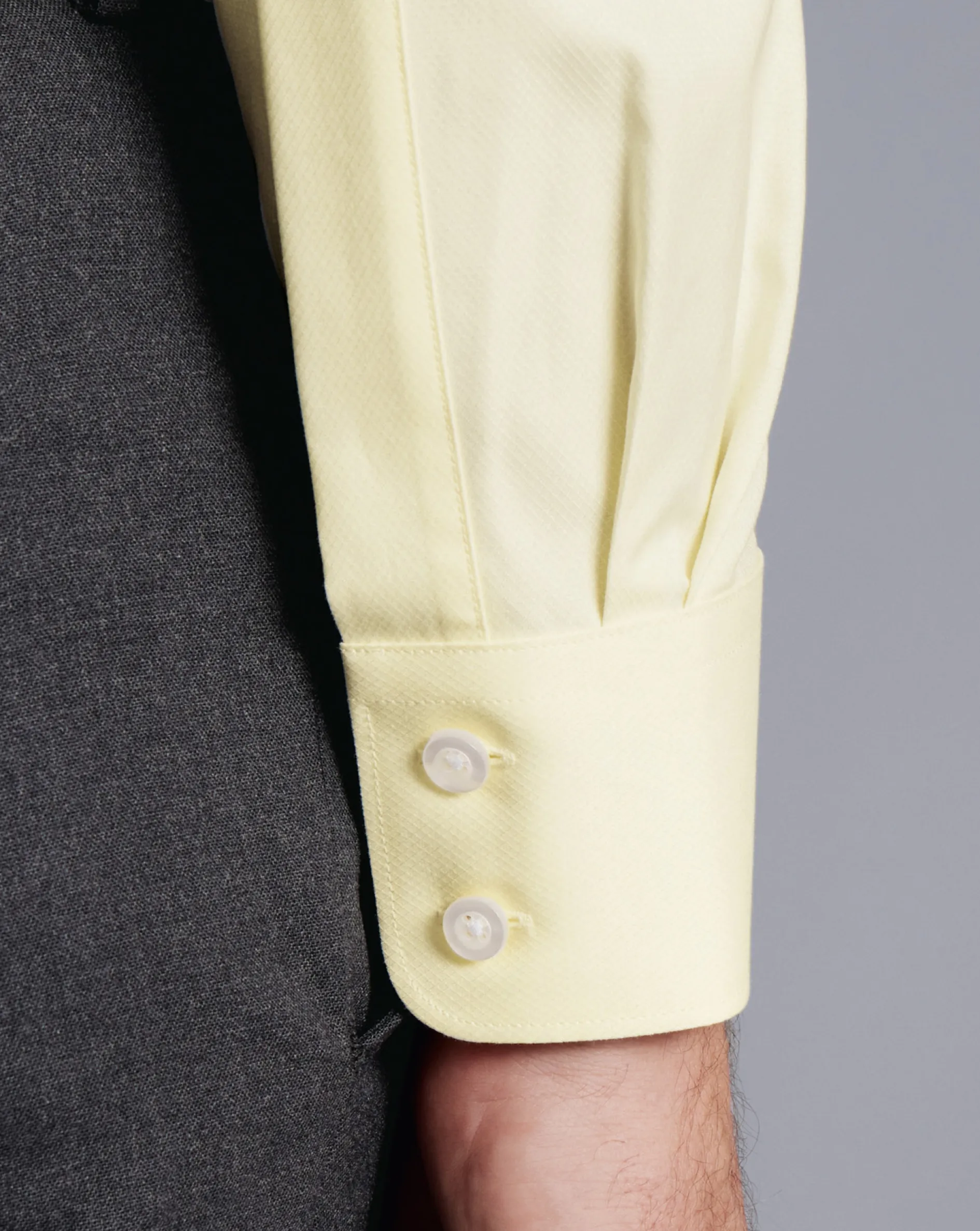 Online Charles Tyrwhitt Semi-Spread Collar Egyptian Cotton Berkshire Weave Shirt - Lemon Lemon Yellow
