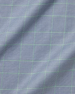 Best Charles Tyrwhitt Semi-Spread Collar Egyptian Cotton Twill Prince Of Wales Shirt - Steel Blue
