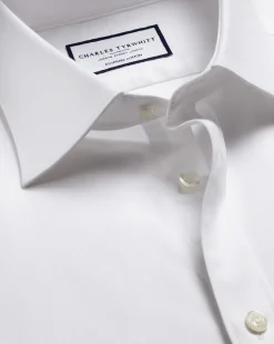 Discount Charles Tyrwhitt Semi-Spread Collar Egyptian Cotton Twill Shirt - White
