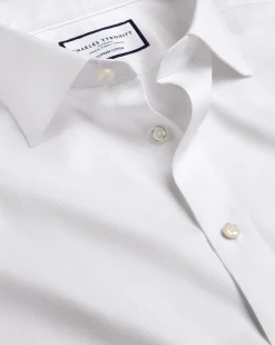 Best Sale Charles Tyrwhitt Semi-Spread Collar Egyptian Cotton Windsor Weave Shirt - White