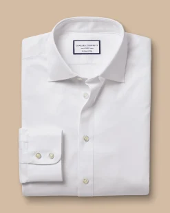 Best Sale Charles Tyrwhitt Semi-Spread Collar Egyptian Cotton Windsor Weave Shirt - White