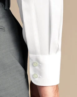 Best Sale Charles Tyrwhitt Semi-Spread Collar Egyptian Cotton Windsor Weave Shirt - White