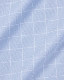 Sale Charles Tyrwhitt Semi-Spread Collar Egyptian Cotton Twill Check Shirt - Cornflower Blue