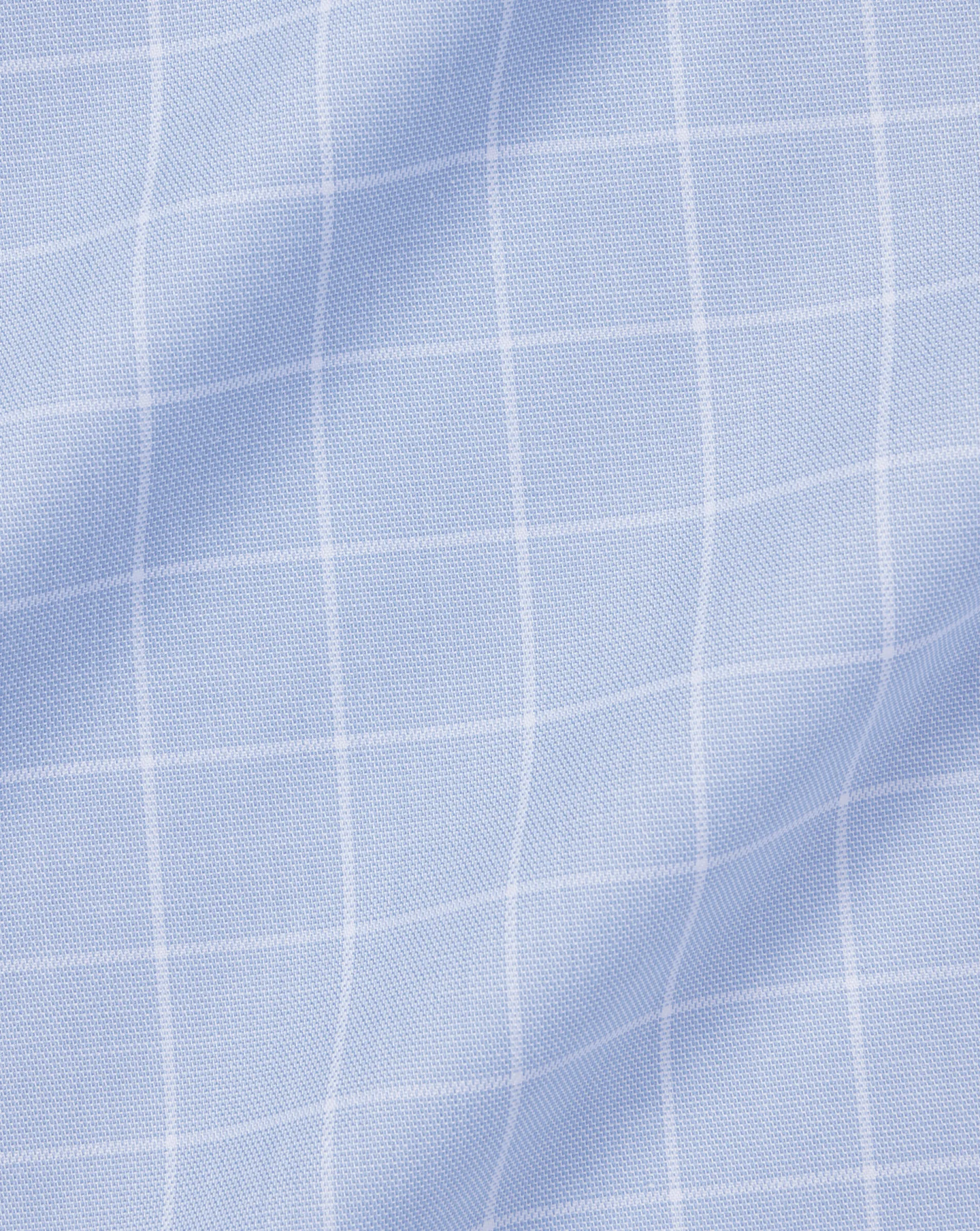 Sale Charles Tyrwhitt Semi-Spread Collar Egyptian Cotton Twill Check Shirt - Cornflower Blue