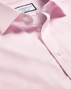 Cheap Charles Tyrwhitt Semi-Spread Collar Egyptian Cotton Hudson Weave Shirt - Light Pink