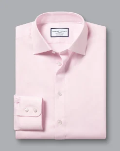 Cheap Charles Tyrwhitt Semi-Spread Collar Egyptian Cotton Hudson Weave Shirt - Light Pink