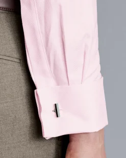 Cheap Charles Tyrwhitt Semi-Spread Collar Egyptian Cotton Hudson Weave Shirt - Light Pink