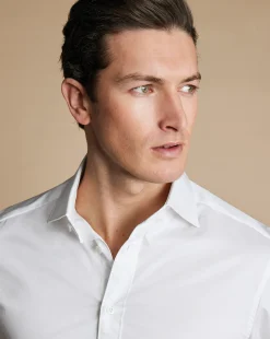 Hot Charles Tyrwhitt Semi-Spread Collar Luxury Twill Shirt - White