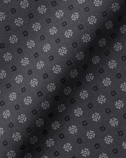 Cheap Charles Tyrwhitt Semi-Spread Collar Medallion Print Non-Iron Shirt - Grey Charcoal