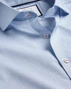 Best Sale Charles Tyrwhitt Semi-Spread Collar Non-Iron Decorative Print Shirt - Blue Sky
