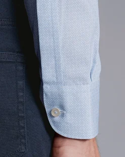 Best Sale Charles Tyrwhitt Semi-Spread Collar Non-Iron Decorative Print Shirt - Blue Sky