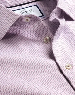 Sale Charles Tyrwhitt Semi-Spread Collar Non-Iron Stretch Texture Shirt - Dark Pink