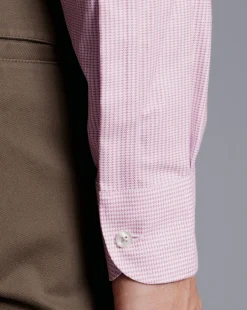 Sale Charles Tyrwhitt Semi-Spread Collar Non-Iron Stretch Texture Shirt - Dark Pink