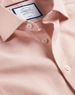 Hot Charles Tyrwhitt Semi-Spread Collar Non-Iron Stretch Texture Shirt - Orange