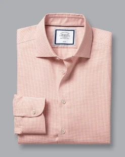 Hot Charles Tyrwhitt Semi-Spread Collar Non-Iron Stretch Texture Shirt - Orange