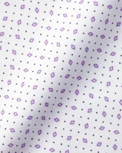 Cheap Charles Tyrwhitt Semi-Spread Collar Non-Iron Diamond Print Shirt - White & Lilac Purple White and Lilac