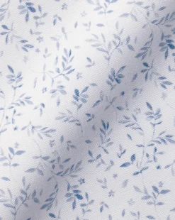 Outlet Charles Tyrwhitt Semi-Spread Collar Non-Iron Leaf Print Shirt - White & Blue White and Blue