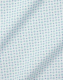 Outlet Charles Tyrwhitt Semi-Spread Collar Non-Iron Petal Print Shirt - Green Aqua