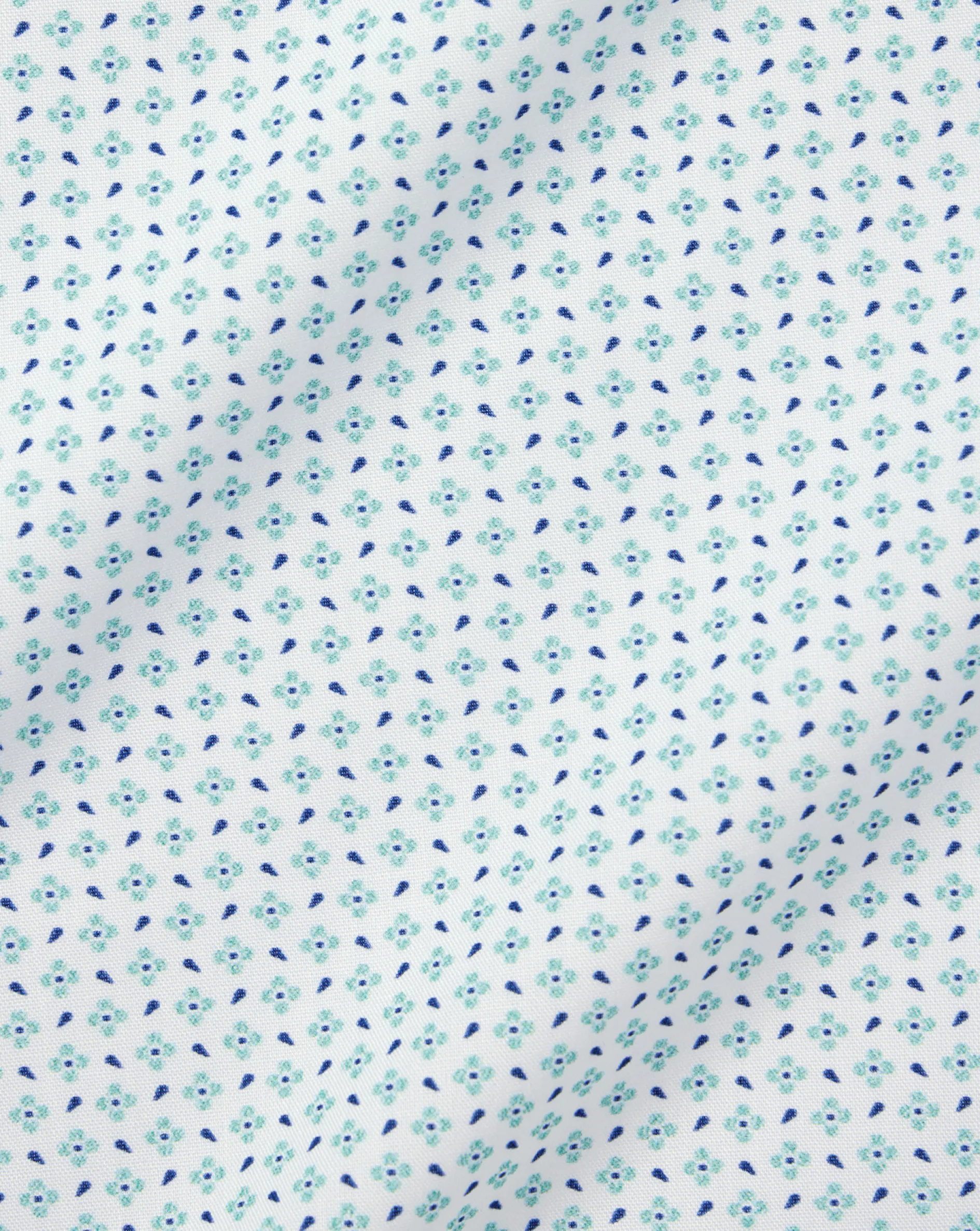 Outlet Charles Tyrwhitt Semi-Spread Collar Non-Iron Petal Print Shirt - Green Aqua