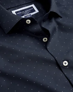 Flash Sale Charles Tyrwhitt Semi-Spread Collar Non-Iron Spot Print Shirt - Navy
