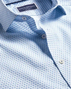 Flash Sale Charles Tyrwhitt Semi-Spread Collar Non-Iron Floral Geo Print Shirt - Cobalt Blue