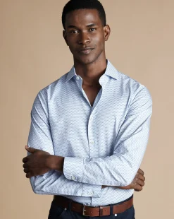 Flash Sale Charles Tyrwhitt Semi-Spread Collar Non-Iron Floral Geo Print Shirt - Cobalt Blue