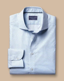 Flash Sale Charles Tyrwhitt Semi-Spread Collar Non-Iron Floral Geo Print Shirt - Cobalt Blue