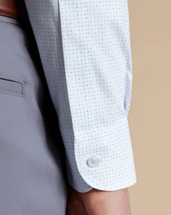 Shop Charles Tyrwhitt Semi-Spread Collar Petal Print Non-Iron Shirt - Light Blue