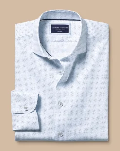 Shop Charles Tyrwhitt Semi-Spread Collar Petal Print Non-Iron Shirt - Light Blue