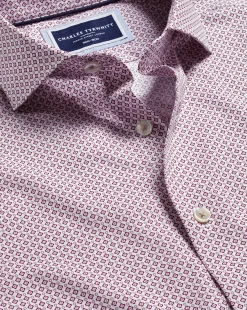 Clearance Charles Tyrwhitt Semi-Spread Collar Shadow Diamond Print Non-Iron Shirt - Blackberry Purple