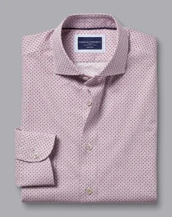 Clearance Charles Tyrwhitt Semi-Spread Collar Shadow Diamond Print Non-Iron Shirt - Blackberry Purple