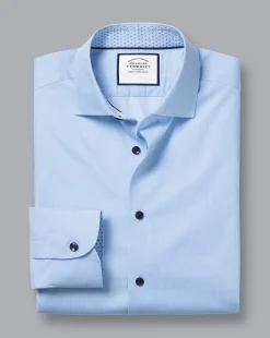 Online Charles Tyrwhitt Semi-Spread Collar Twill Printed Trim Shirt - Blue Sky