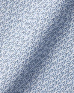 Cheap Charles Tyrwhitt Semi-Spread Collar Wine Glass Print Non-Iron Shirt - Ocean Blue
