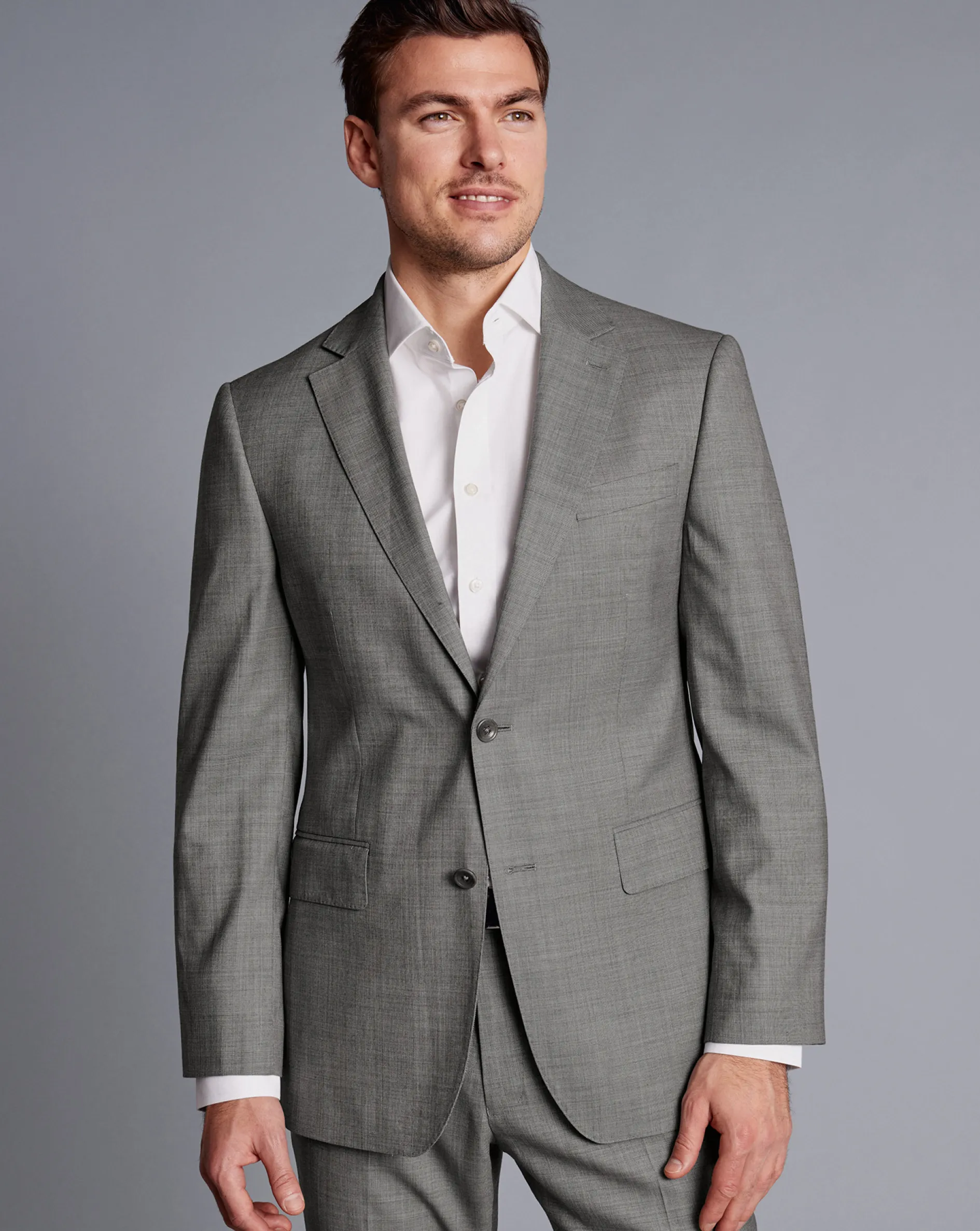 Cheap Charles Tyrwhitt Sharkskin Suit Jacket - Light Grey