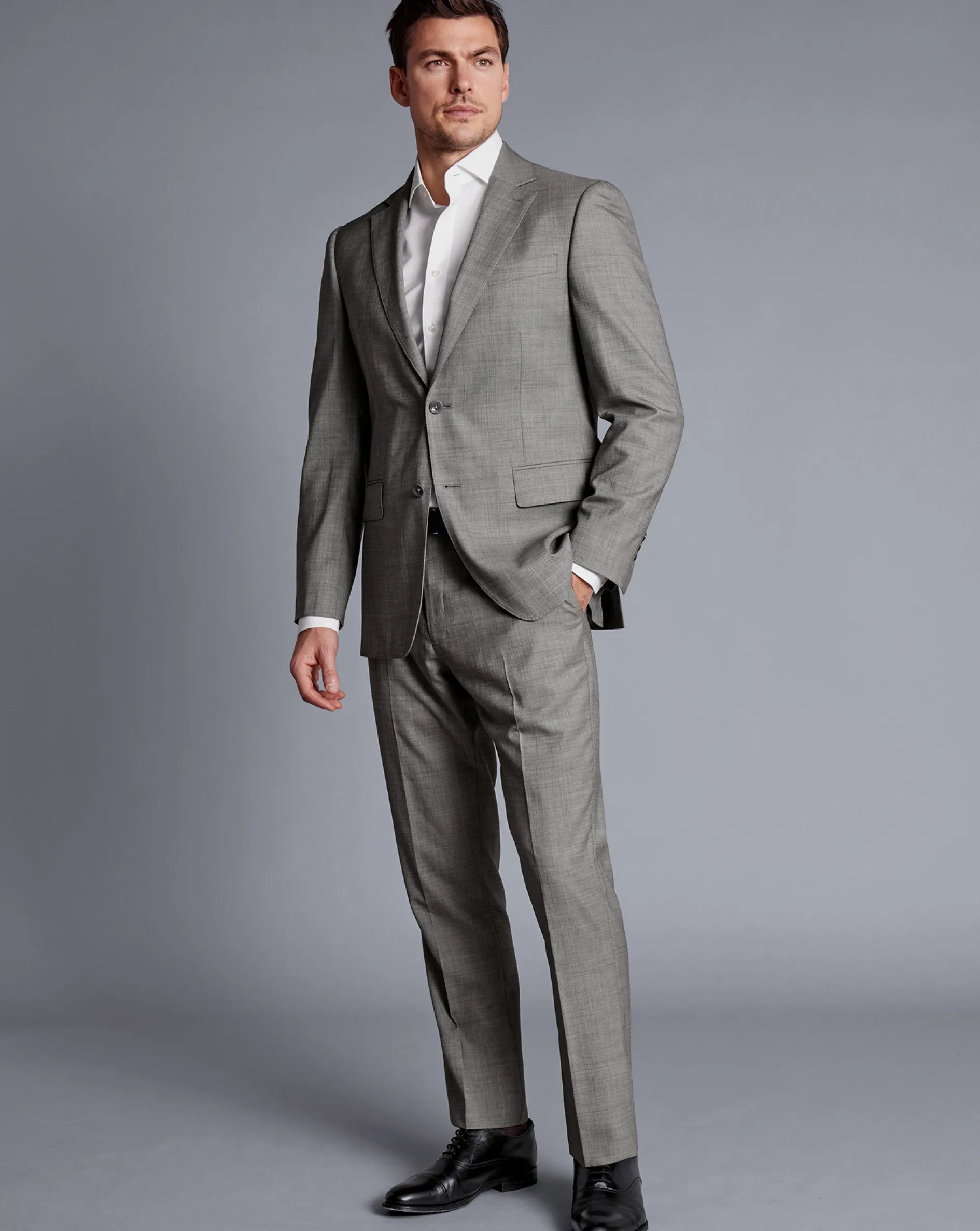 Cheap Charles Tyrwhitt Sharkskin Suit Jacket - Light Grey