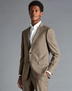 Online Charles Tyrwhitt Sharkskin Suit Jacket - Oatmeal
