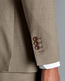 Online Charles Tyrwhitt Sharkskin Suit Jacket - Oatmeal