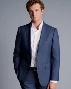 Clearance Charles Tyrwhitt Sharkskin Suit Jacket - Ocean Blue