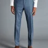 Sale Charles Tyrwhitt Sharkskin Suit Pants - Cornflower Blue