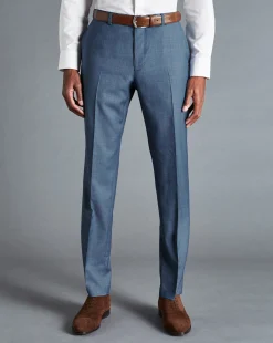 Sale Charles Tyrwhitt Sharkskin Suit Pants - Cornflower Blue