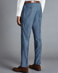 Sale Charles Tyrwhitt Sharkskin Suit Pants - Cornflower Blue