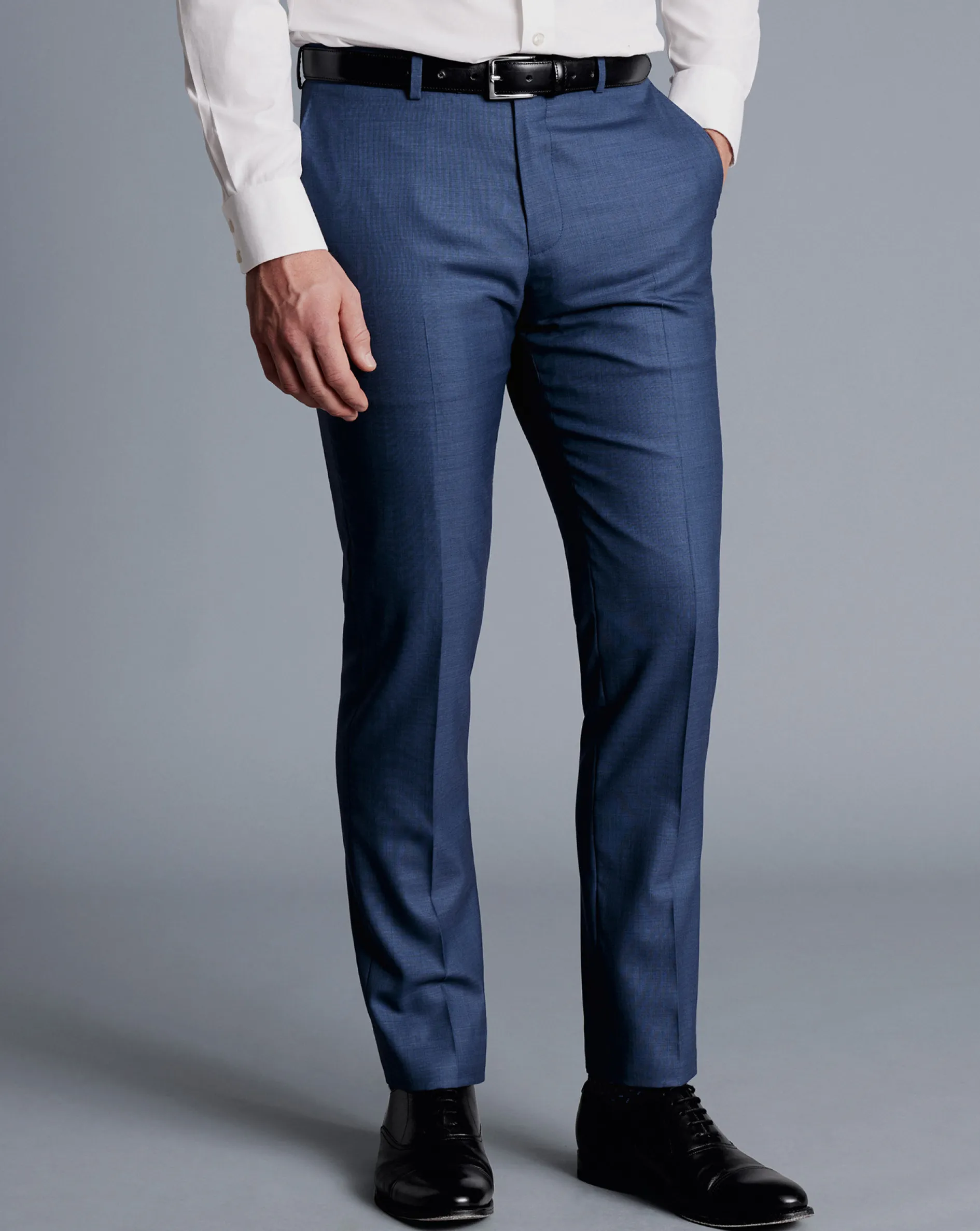 Sale Charles Tyrwhitt Sharkskin Suit Pants - Ocean Blue