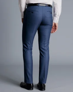Sale Charles Tyrwhitt Sharkskin Suit Pants - Ocean Blue
